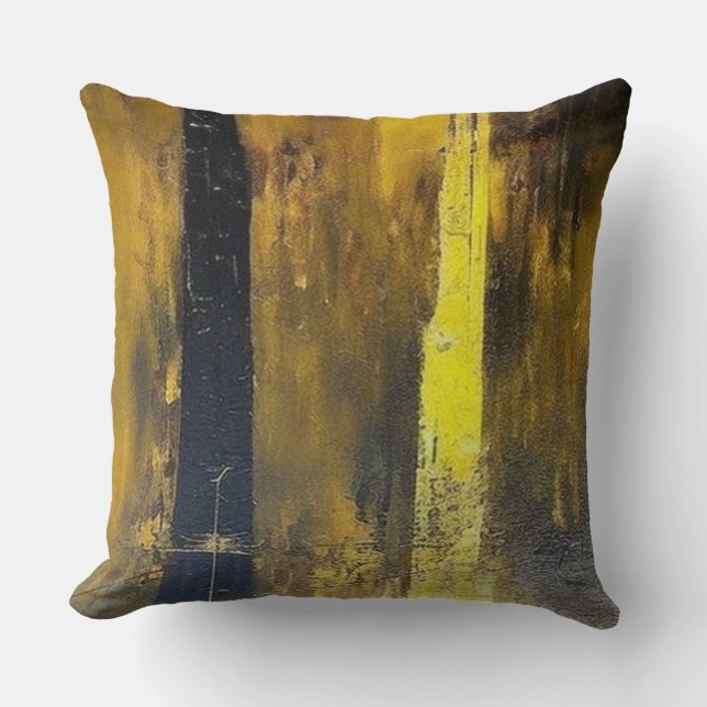 Modernes Abstraktes Linealgelb Kissen (Vorderseite)