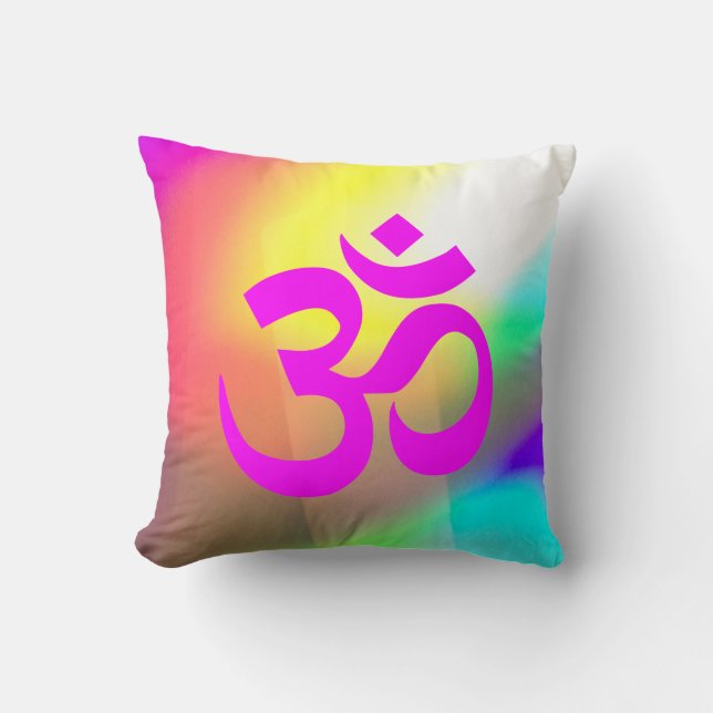 Modernes Abstraktes Magenta Om Symbol Kissen (Vorderseite)