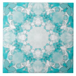 Modernes abstraktes Mandala-Muster, aquamarin, wei Fliese