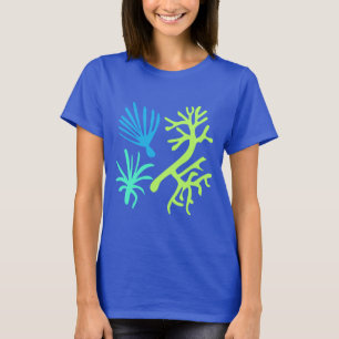 Modernes Abstraktes Meeresleben Rosa Limette Grün T-Shirt