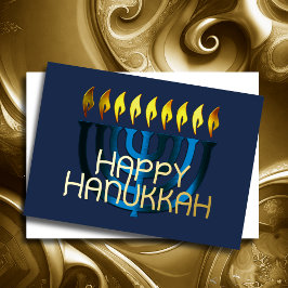 Modernes Abstraktes Menorah Blue Folien Feiertagskarte
