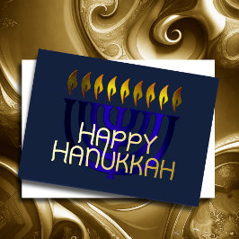 Modernes Abstraktes Menorah Blue Folien Feiertagskarte