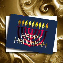 Modernes Abstraktes Menorah Pink Folien Feiertagskarte