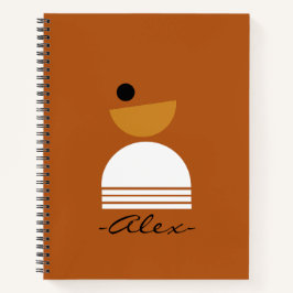 Modernes, abstraktes, Mit Monogramm-braunes Weiß Notizbuch