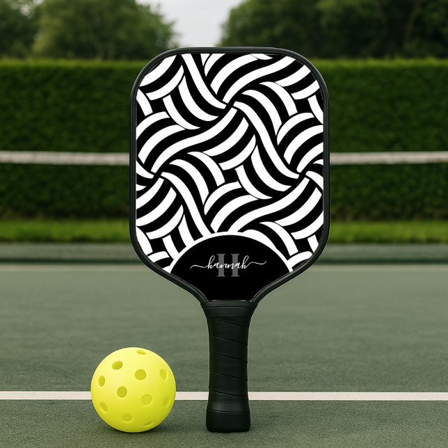 Modernes abstraktes Monogramm 2-Farben-Muster Pickleball Schläger (Von Creator hochgeladen)