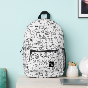 Modernes, Abstraktes Monogramm der Schwarz-weißen Bedruckter Rucksack