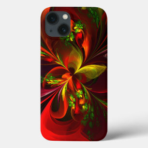 Modernes Abstraktes Muster des Roten Grünen Blumen Case-Mate iPhone Hülle