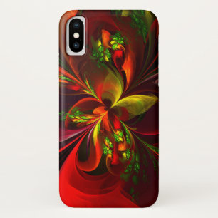 Modernes Abstraktes Muster des Roten Grünen Blumen Case-Mate iPhone Hülle