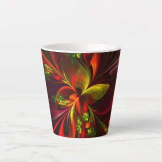 Modernes Abstraktes Muster des Roten Grünen Blumen Milchtasse
