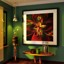 Modernes Abstraktes Muster des Roten Grünen Blumen