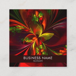 Modernes Abstraktes Muster des Roten Grünen Blumen Quadratische Visitenkarte