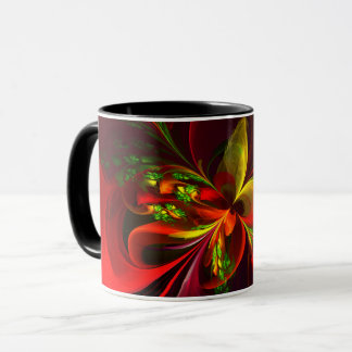 Modernes Abstraktes Muster des Roten Grünen Blumen Tasse