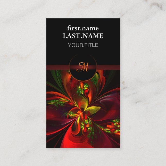 Modernes Abstraktes Muster des Roten Grünen Blumen Visitenkarte (Vorderseite)