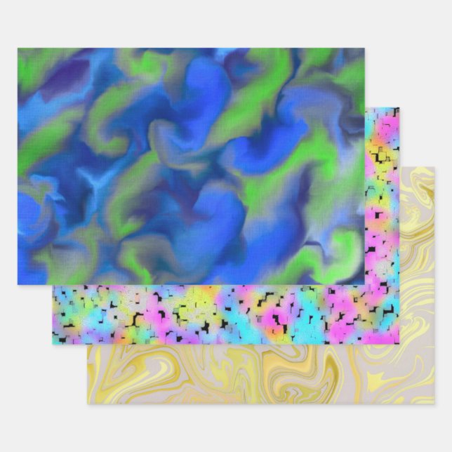 MODERNES, ABSTRAKTES MUSTER GESCHENKPAPIER SET (Set)