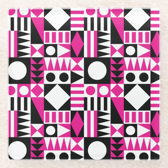 Modernes abstraktes Muster Mitte des Jahrhunderts. Glasuntersetzer (Vorderseite)