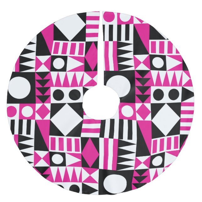 Modernes abstraktes Muster Mitte des Jahrhunderts. Polyester Weihnachtsbaumdecke (Vorderseite)