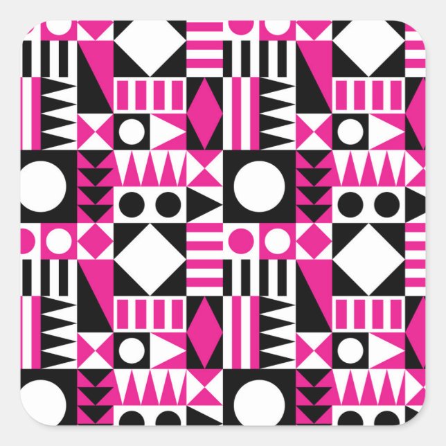 Modernes abstraktes Muster Mitte des Jahrhunderts. Quadratischer Aufkleber (Vorderseite)