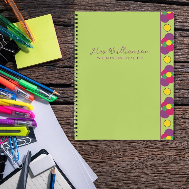 Modernes Abstraktes Musterteacher SpiralNotebook Notizbuch (Bright Modern Polka Dot Teacher's Spiral Notebook. Say thank you with this personalised gift.)