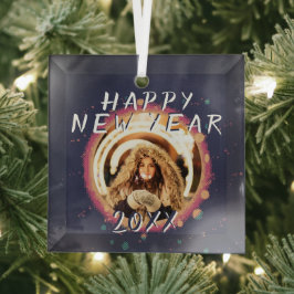 Modernes Abstraktes Neues Jahr 2023 Foto Ornament Aus Glas