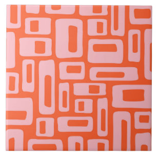 Modernes Abstraktes Orange & Pink-Muster aus dem M Fliese