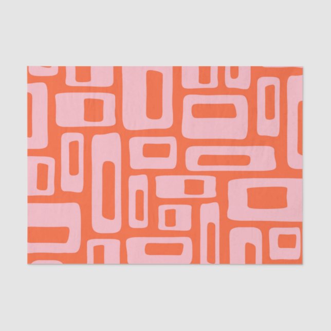 Modernes Abstraktes Orange & Pink-Muster aus dem M Seidenpapier (Vorderseite)