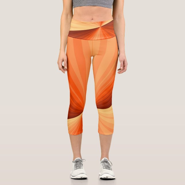 Modernes Abstraktes Orange Red Vanilla Graphic Fra Capri Leggings (Vorderseite)