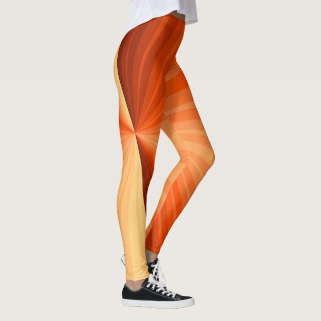 Modernes Abstraktes Orange Red Vanilla Graphic Fra Leggings (Rechts)