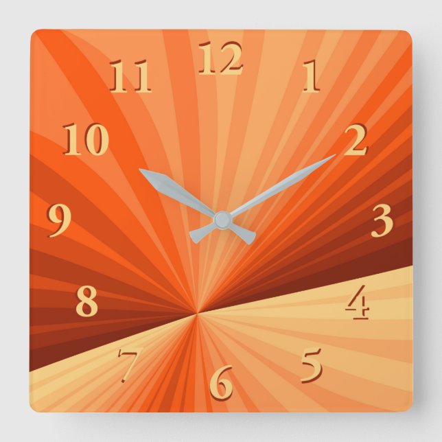 Modernes Abstraktes Orange Red Vanilla Graphic Fra Quadratische Wanduhr (Vorderseite)