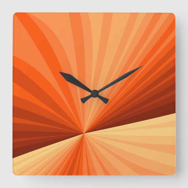 Modernes Abstraktes Orange Red Vanilla Graphic Fra Quadratische Wanduhr (Vorderseite)