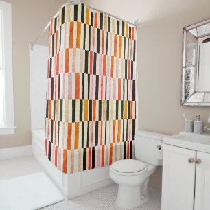 Modernes Abstraktes Orange Stripe Muster aus dem M Duschvorhang