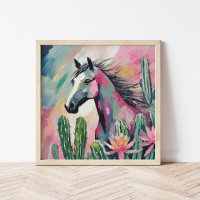 Modernes Abstraktes Pferd und Sukkulente