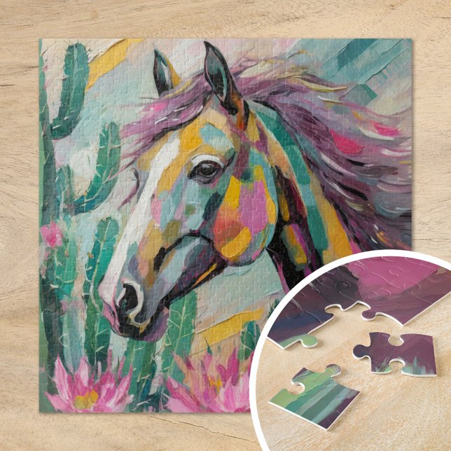 Modernes Abstraktes Pferd und Sukkulente Puzzle (Von Creator hochgeladen)