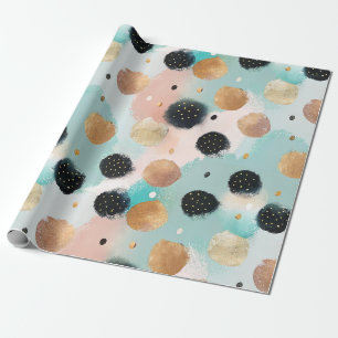 Modernes Abstraktes Pinselstrich- und Polka-Dot-Mu Geschenkpapier