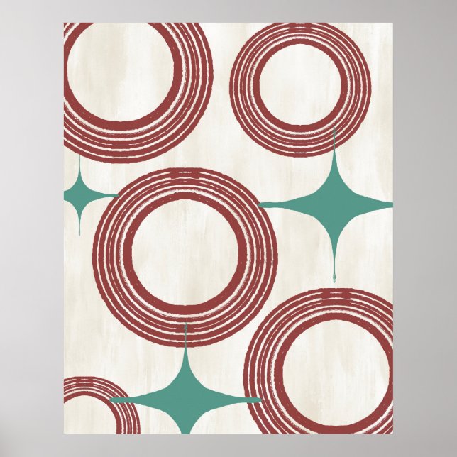 Modernes Abstraktes Poster - Rot Türkis (Vorne)