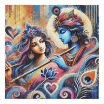 Modernes Abstraktes Radha Krishna-Gemälde | Romant