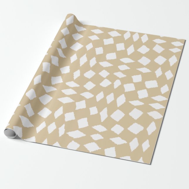 Modernes, Abstraktes Retro-Beige-Schachbrett-Muste Geschenkpapier (Ungerollt)