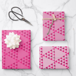 modernes abstraktes Retro-geometrisches Rosa Geschenkpapier Set