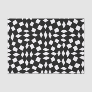 Modernes Abstraktes Retro-Schwarz-weißes Schachbre Seidenpapier