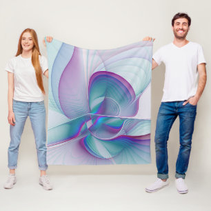 Modernes Abstraktes Rosa Blau Türkisches Fraktal K Fleecedecke