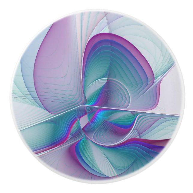 Modernes Abstraktes Rosa Blau Türkisches Fraktal K Keramikknauf (Vorderseite)