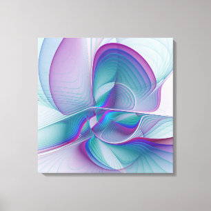 Modernes Abstraktes Rosa Blau Türkisches Fraktal K Leinwanddruck
