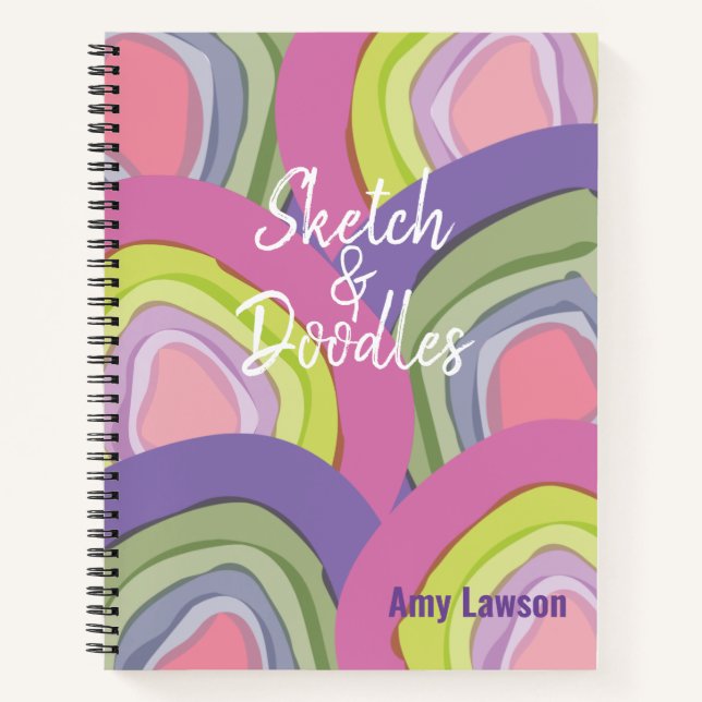 Modernes Abstraktes Rosa Lila Personalisiert Notizbuch (Vorderseite)