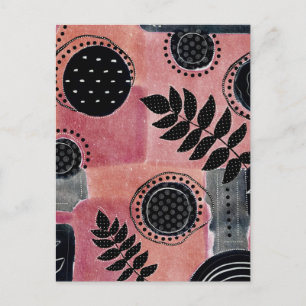 Modernes Abstraktes Rosa und Schwarzes Botanisches Postkarte