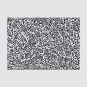 Modernes abstraktes Rosen-Muster, Schwarzweiss Seidenpapier