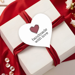 Modernes Abstraktes Rotes Herz mit Liebe Zitat han Herz-Aufkleber