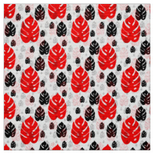 Modernes, Abstraktes, rotes Leaf-Oberflächenmuster Stoff