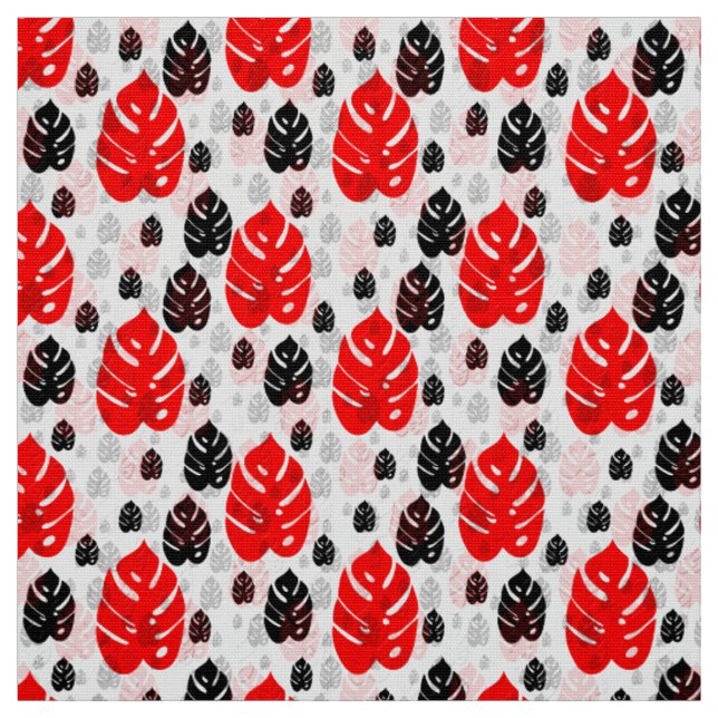 Modernes, Abstraktes, rotes Leaf-Oberflächenmuster Stoff (Muster)