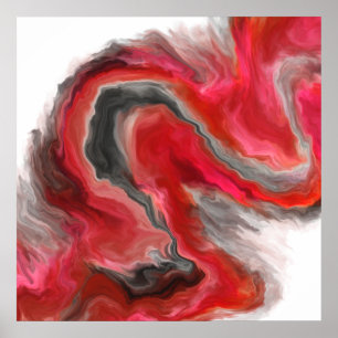 Modernes Abstraktes Rotes Schwarzes Wave Poster