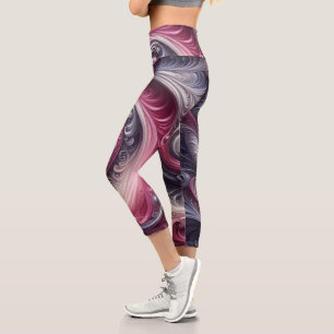 Modernes, Abstraktes, schlichtes Rosa und Lila Capri Leggings