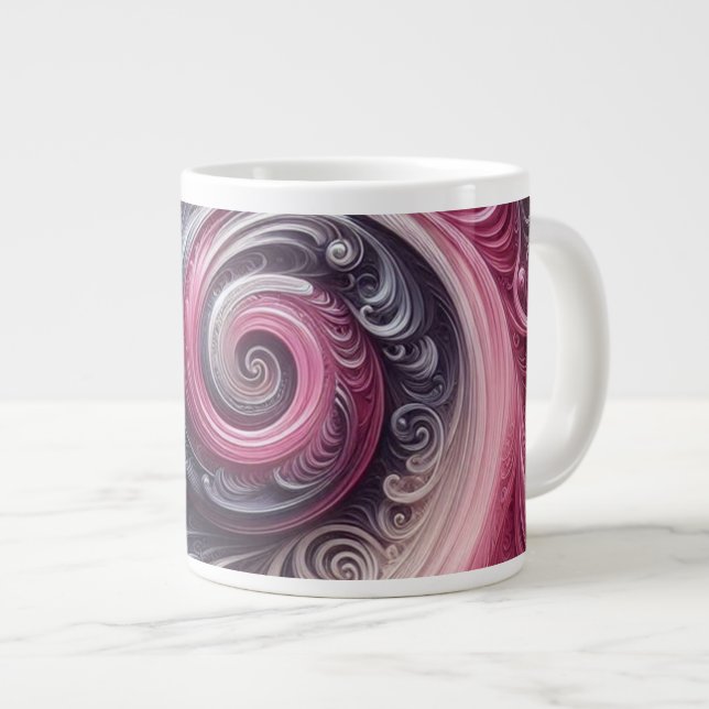 Modernes, Abstraktes, schlichtes Rosa und Lila Jumbo-Tasse (Vorderseite Rechts)